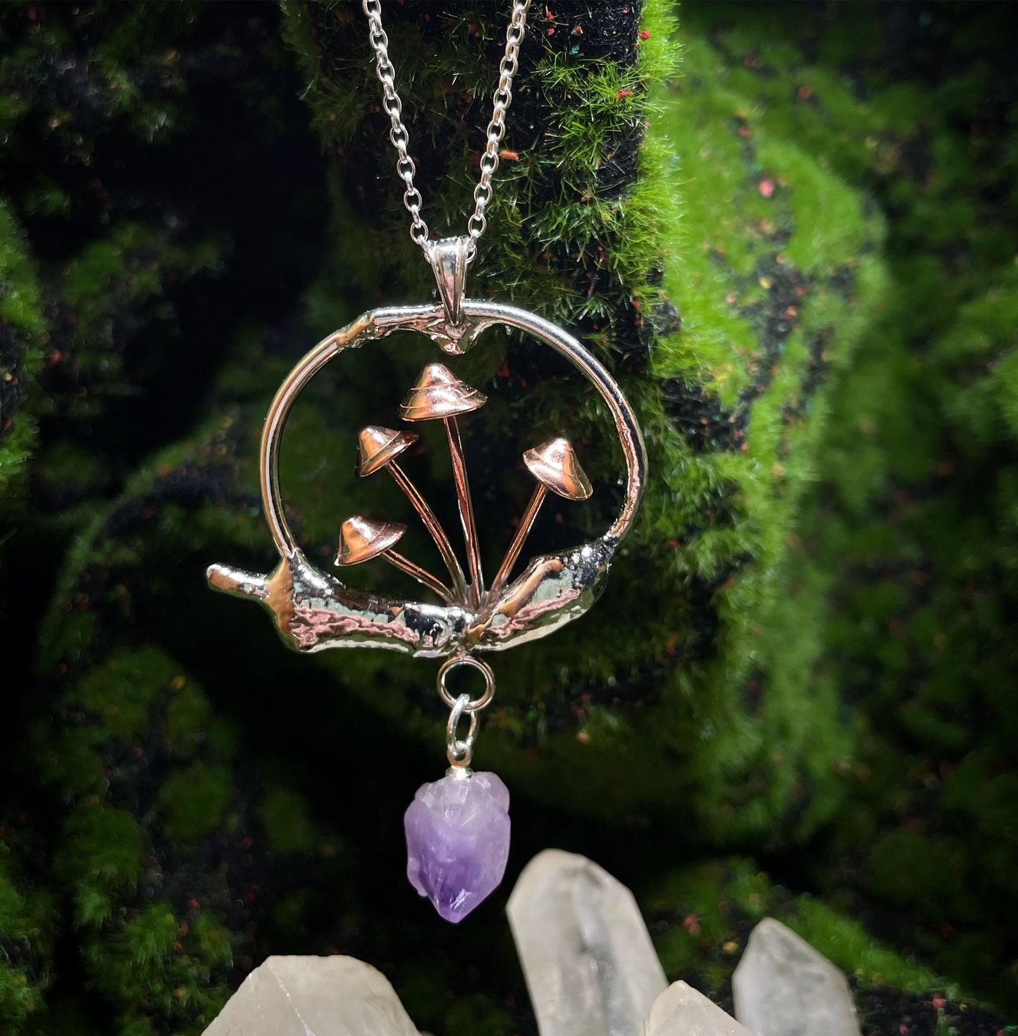 Molten Mushroom Amethyst Pendant