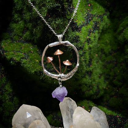 Molten Amethyst Mushroom Pendant