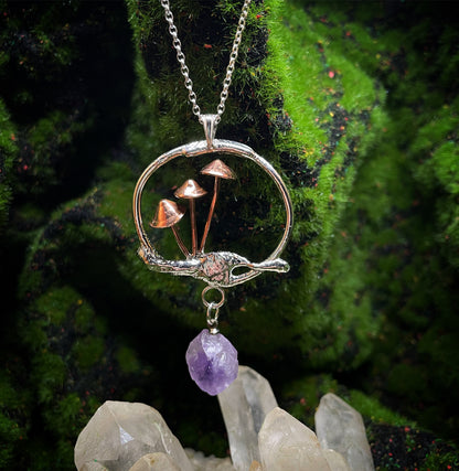 Molten Amethyst Mushroom Pendant