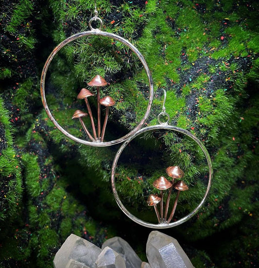 Mushroom Hoop Earrings